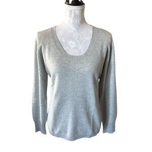 Brodie Womens Cashnere Sweater Crewneck Gray Size Medium Long Sleeve